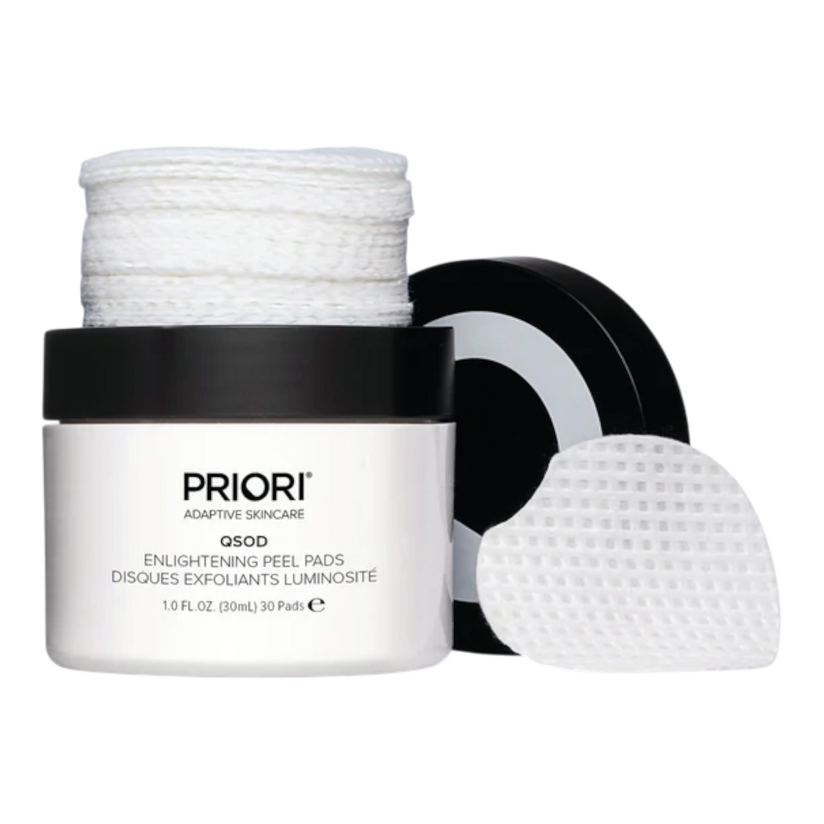 PRIORI Q+SOD Enlightening Peel Pads 30 pads container